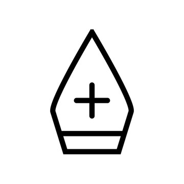 recommend clip art: Papal hat line icon isolated on white background. Black flat thin icon on modern outline style. Linear symbol and editable stroke. Simple and pixel perfect stroke vector illustration