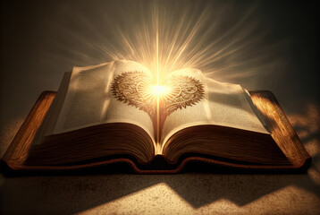 Light Coming From Magical Book - illustration - AI Generated