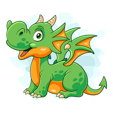 Cartoon dragon on white background
