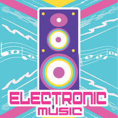 Retro electronic music background with a speaker Vector