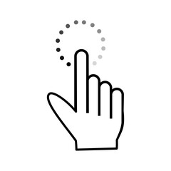 Hand click icon on transparent background.