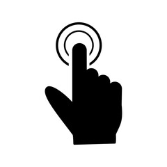 Hand click icon on transparent background.