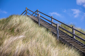 Fototapeta na wymiar Dünentreppe an der Küste bei Zoutelande (Niederlande)
