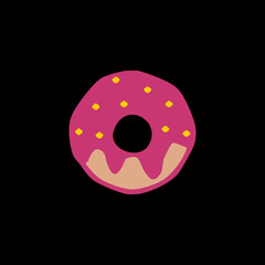 Obraz premium Donut cake cartoon icon isolated on black background.