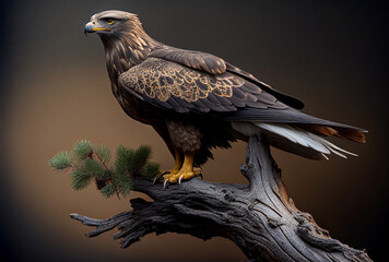 Obraz premium Eagle sit on branch. Generative AI Art.