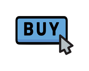 vector illustration. blue logo or flat icon. pointer. button click. sign. buy. online purchase. online shopping