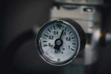 Close up Pressure gauge for measuring instruments for pressure control.