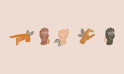 PEACE in American sign language. The concept of peace support among deaf people. American sign language. Floral arrangement