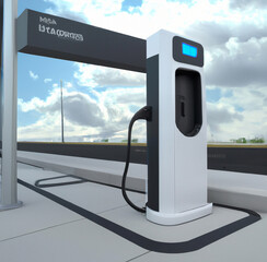 Electric Car Charging Station AI Generative