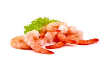 Shrimps, king prawns, isolated on white background.