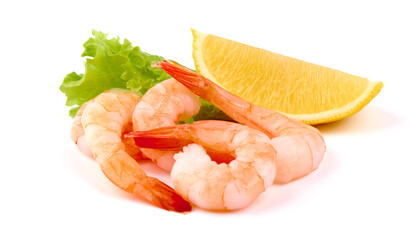 Shrimps, king prawns, isolated on white background.