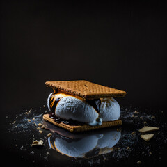 Photo S'mores on black background Food Photography