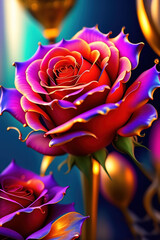 Fototapeta na wymiar Generative AI: Fresh roses flowers colored in shades of pink close up