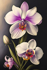 Generative AI: Fresh orchid close up in the meadow