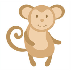 Vector cartoon monkey . African animal. funny kind monkey. Funny cute Adorable little african animal for fashion print, kids wear, nursery, poster, invitation, greeting card design