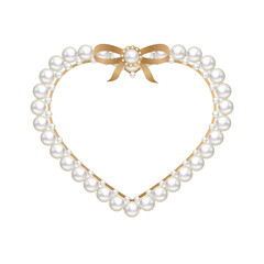 yellow pearl ribbon Heart shape