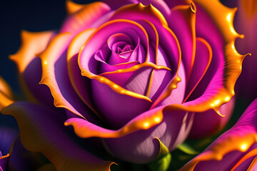 Fototapeta na wymiar Generative AI: Fresh roses flowers colored in shades of pink close up
