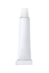 Small white metallic tube. Isolated png with transparency