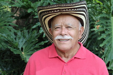Senior man wearing traditional Colombian hat 