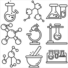 Chemistry Laboratory icon set outline style part two