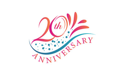 20th Anniversary Colorful Logo Design Template.