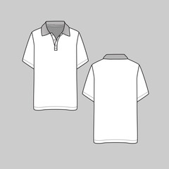 Regular Polo T-shirt top Rib Collar Placket button panel Oversized loose fit Fashion Clothing flat sketch template