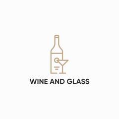 wine bottle line logo design