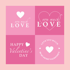 Valentine's Day. Set badge or label isolated on background. Vector illustration