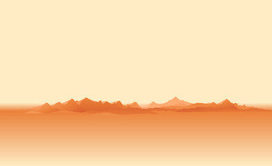 Martian orange surface panorama landscape background after dust storm, sand hills in dust on a deserted planet, landscape of Mars planet © Oceloti