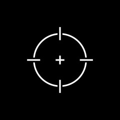 Target aim, focus icon, camera frame icon isolated on black background.
