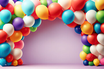 balloon, garland, celebration, decoration, birthday, party, colorful, pink, fun, happy, girl, color, Generative AI, generative, AI