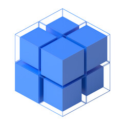Blue cubes, 3d render	