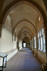 A detail of the cloister of the Fossanova abbey. It is located in Italy in the Lazio region, not far from Rome.