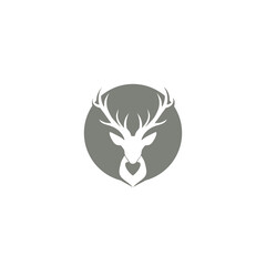 Deer and circle icon. Deer head logo illustration isolated on white background