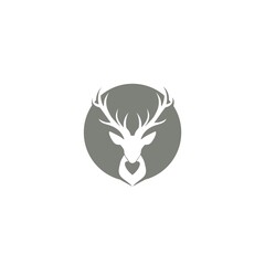 Deer and circle icon. Deer head logo illustration isolated on white background