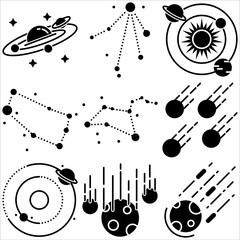 Space icon set glyph style part eight