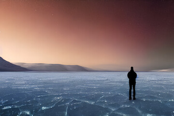 silhouette of a man on the lake

generated by IA