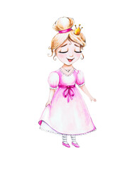 Cute little princess girl. Watercolor illustration for kids event