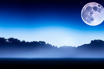 Fototapeta na wymiar Full moon over meadow. Generative AI.