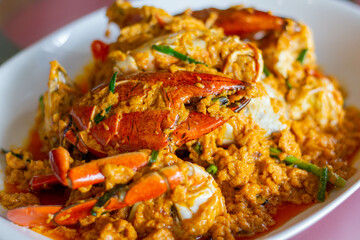 Stir Fried Crab with Curry Powder, yellow curry, Asian Food.