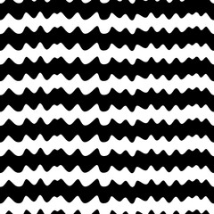 Jagged stripes seamless pattern. Curved lines ornament. Curves print. Striped background. Broken line shapes wallpaper. Linear waves motif. Wavy stripe figures. Ethnical textile print. Vector art