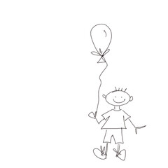 Happy baby boy with balloon, children illustration. Birthday, Valentines day, Holiday, Children day template.