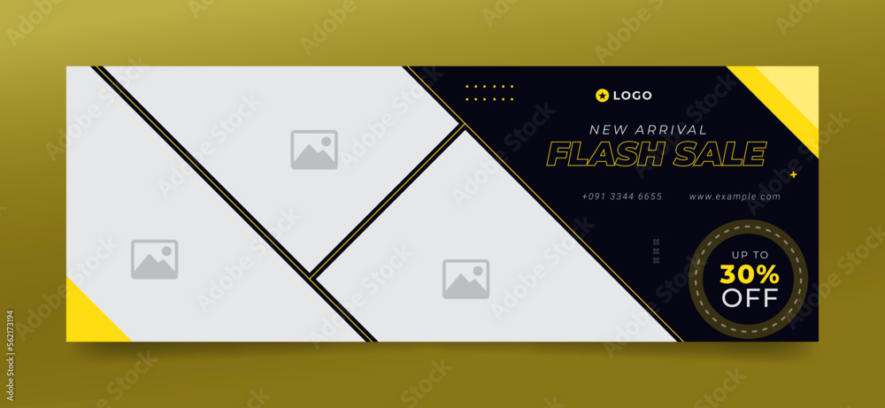 Canvas Prints flash sale facebook cover page timeline web ad banner template with photo place modern layout black 