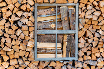 Original firewood storage on a farm
