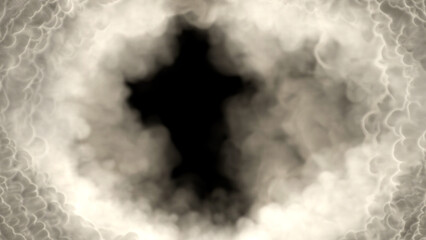 Grey smoke frame like tunnel in clouds, isolated - object 3D rendering