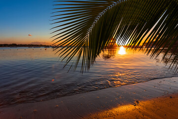 Coucher de soleil à pointe aux piments, île Maurice 