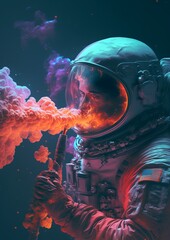 Astronaut smoking Colors in space