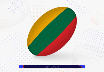 Rugby ball with the flag of Lithuania on it. Equipment for rugby team of Lithuania.