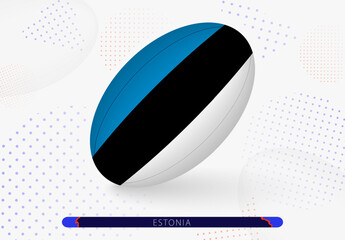 Rugby ball with the flag of Estonia on it. Equipment for rugby team of Estonia.