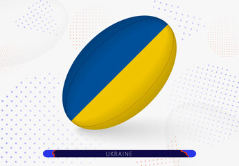 Rugby ball with the flag of Ukraine on it. Equipment for rugby team of Ukraine.